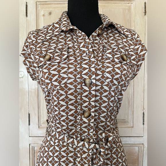 Mara Hoffman Vintage 100% Silk  Dress – Geometric Print, Belted, Size M - Picture 3 of 6